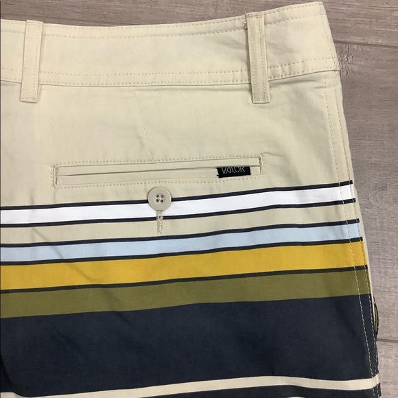 Men's Valor 33 Medium Swim Shorts Trunks Hybrid Stripes Khaki Stripes Stretch - Picture 4 of 7